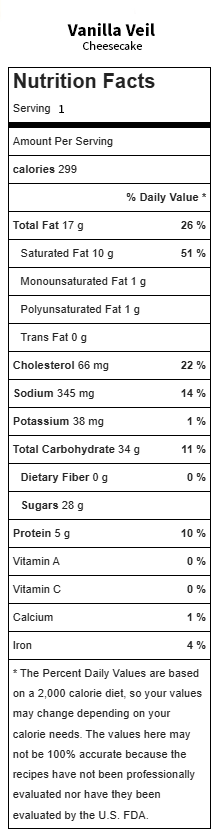 Vanilla Veil Nutrition Facts